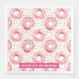 Söt en Donut-Rosa 1:a födelsedagen Party Pappersservett