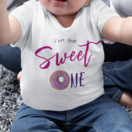 Söt en Donut Rosa Girl 1:a födelsedagen Party T Shirt