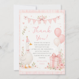 Söt en dum gås rosa rosett flicka 1-årsdag tack kort