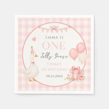 Söt En Dum Goose Rosa Rosett Flicka 1-årsdag