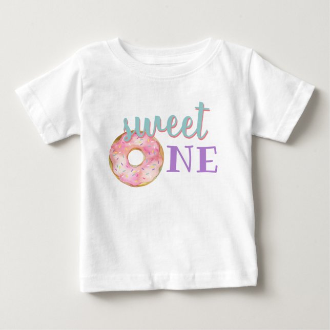 Söt en Flicka första födelsedag Donut T Shirt (Framsida)