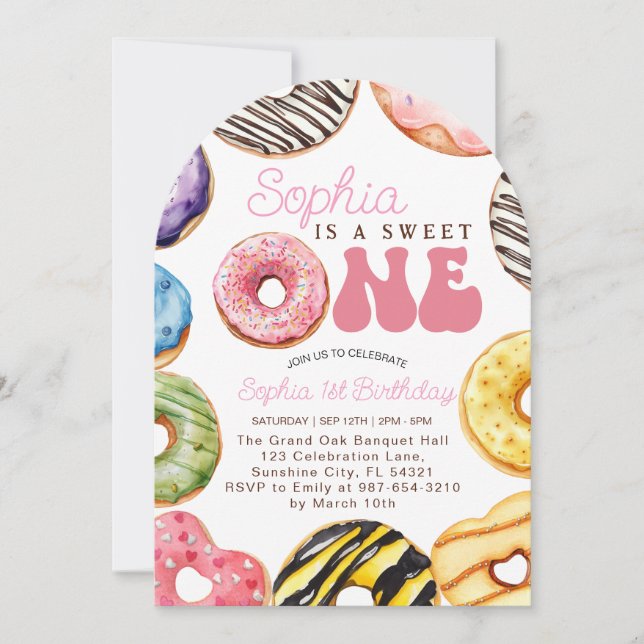 Söt en födelsedagsinbjudan, första födelsedagsflic inbjudningar (Framsida)