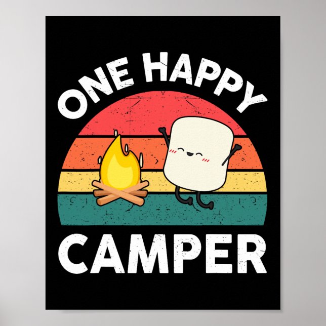 Söt En Glad Campare Barn Småbarns Flicka Marshmall Poster (Framsidan)