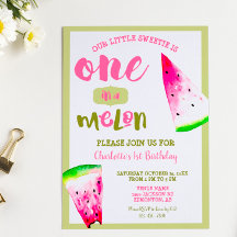 Söt En i en Melon 1-årsdag Rosa Grön