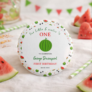 Söt En i en Melon Vattenmelon 1-års Födelsedagsfes Knapp