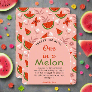 Söt en i melon vattenmelon fjärilar blommor tack kort