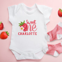 Söt En Jordgubbe 1-årsdag Personlig Namn T Shirt