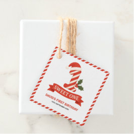 Söt en jul första födelsedag gåvor etiketter