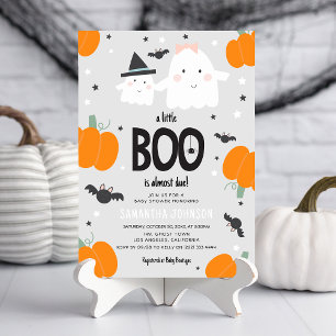 Söt 'en liten BOO är snart på väg' Pojke Bebis Sho Inbjudningar