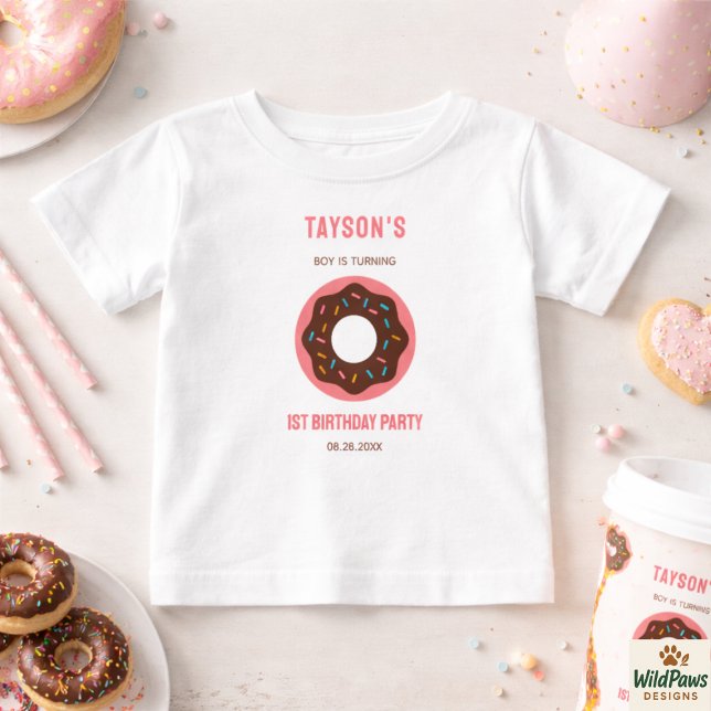 Söt En Munk 1-års Födelsedagsfest | Söt Munk  T Shirt (Sweet One Donut 1st Birthday Party | Cute Donut Baby T-Shirt
)