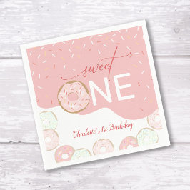 Söt en Rosa Frosting Girl's First Birthday Pappersservett
