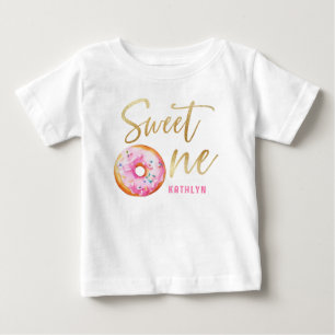 Söt en Rosa Guld Donut Girl Birthday T Shirt
