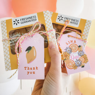Söt en Rosa Lemon Första födelsedag Presentetikett
