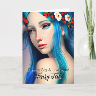 Söt Enchanted Girl with Flowers   Mjölkål Kort