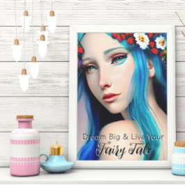 Söt Enchanted Girl with Flowers | Mjölkål Poster