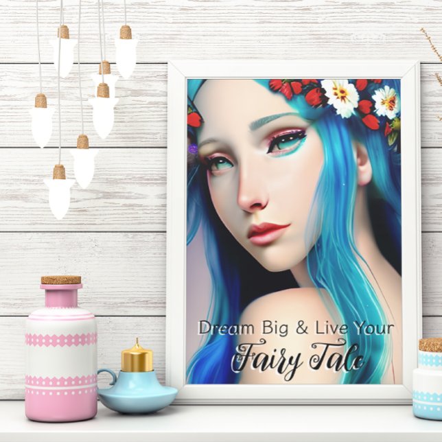 Söt Enchanted Girl with Flowers | Mjölkål Poster (Skapare uppladdad)