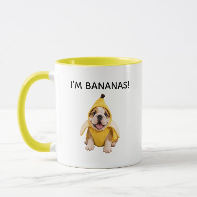 SÖT ENGELSK BULLDOG BANA MUGG JAG ÄR BANANER (Vänster)