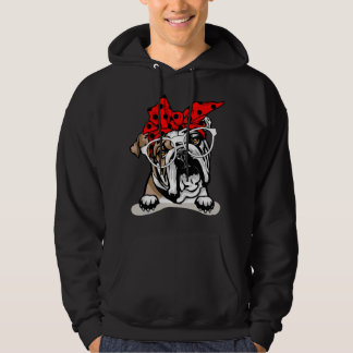 Söt engelsk Bulldog Xmas Röd Plaid Pannband Och G Hoodie