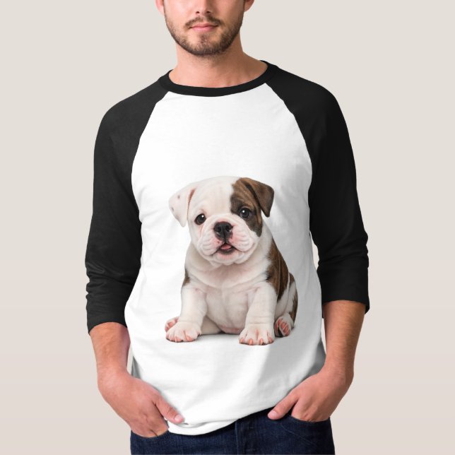 Söt engelsk bulldoggvalp t shirt (Framsida)
