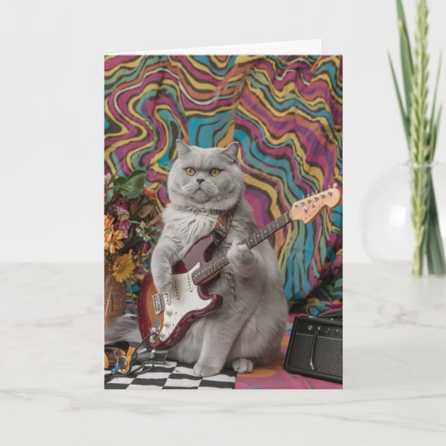 Söt engelskt korthårig katt-rocker kort (Framsida)
