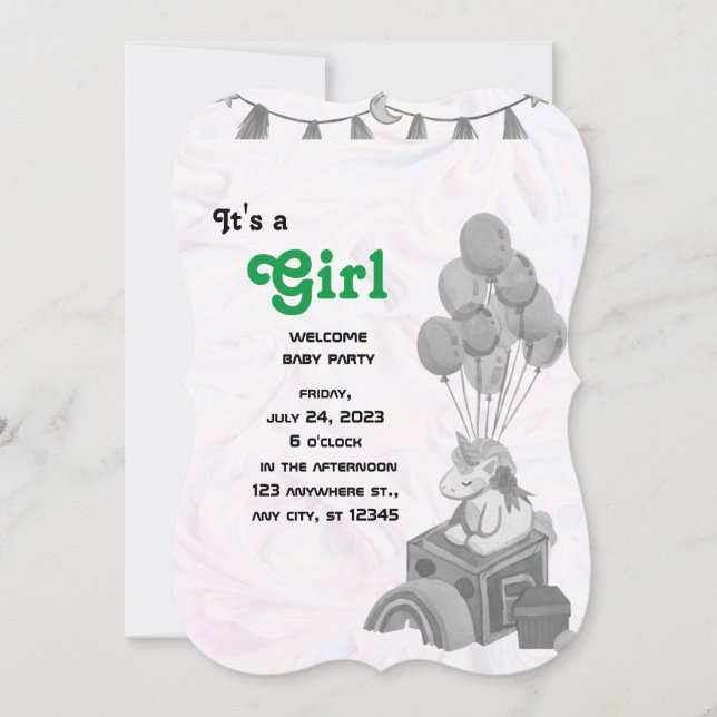 Söt Enhörning Baby Shower (Framsida)
