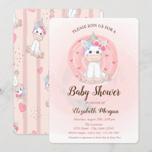 Söt Enhörning Baby Shower Inbjudan