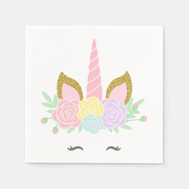 Söt Enhörning Baby Shower Servetter (Framsidan)