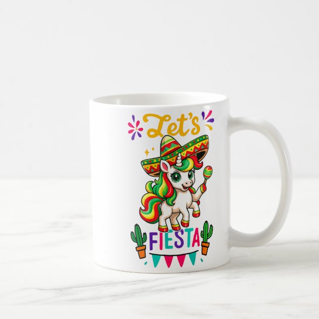 Söt Enhörning Cinco De Mayo Låt oss Fiesta Mexikan Kaffemugg (Höger)