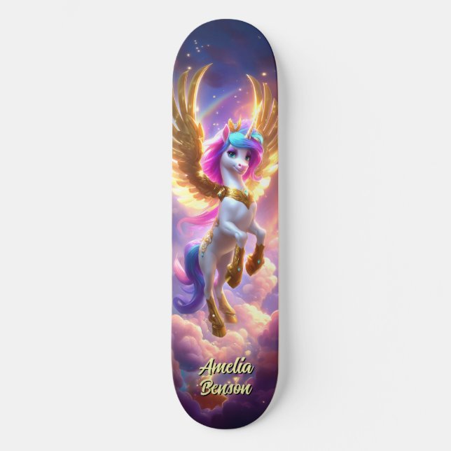 Söt Enhörning Fantasivärld Cool Barn Konst Mini Skateboard Bräda 18,5 Cm (Framsida)