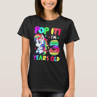 Söt Enhörning Fidget Leksaker Pop It Jag är 3 Barn T Shirt