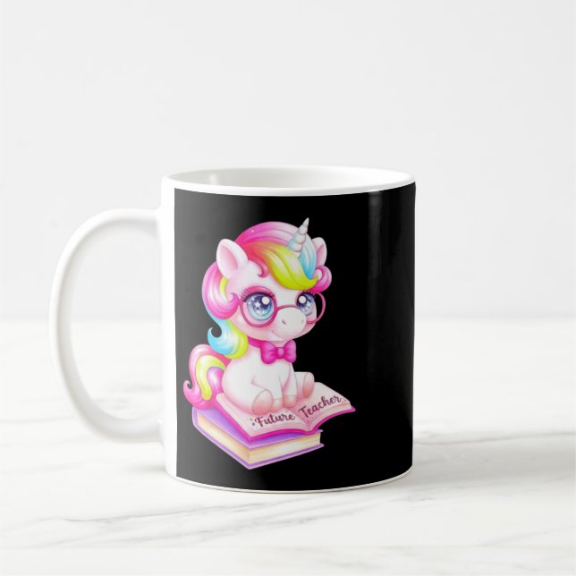 Söt Enhörning Framtida Lärar Klassrum Kaffemugg (Vänster)