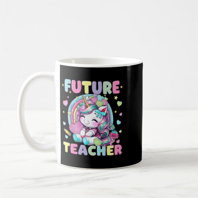 Söt Enhörning Framtida Lärares Klassrumsdesign Kaffemugg (Vänster)