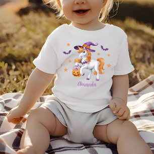 Söt Enhörning Häst Häxa Hatt Personlig T Shirt