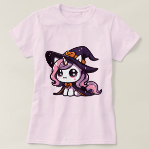 Söt Enhörning Häxa Rolig Halloween Fantasy Konst T Shirt