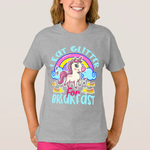 Söt Enhörning Jag Äter Glitter Till Frukost Flicko T Shirt