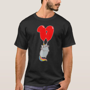 Söt Enhörning Katt 11-års Födelsedag Barn Ballon T Shirt