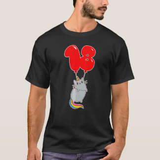 Söt Enhörning Katt 18-årsdag Barn Ballong Fest T Shirt