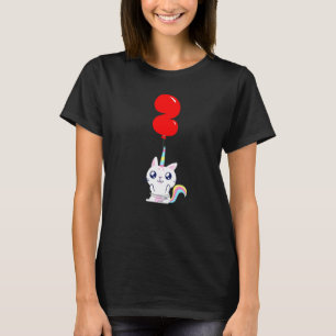 Söt Enhörning Katt  2-års Födelsedag  Barn Ballong T Shirt