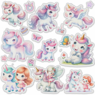 Söt Enhörning Kawaii Pastell Enhörning Utklippsdek Klistermärken