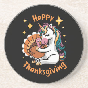 Söt Enhörning Kramar Turkiet Glad Thanksgiving Tje Underlägg