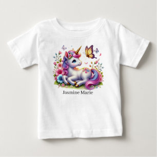 Söt enhörning lägg till namn fantasi Baby T Shirt