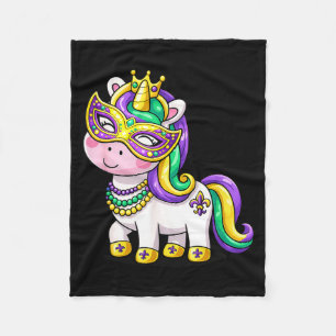 Söt Enhörning Mardi Gras Maskerad För Flickor Ki Fleecefilt