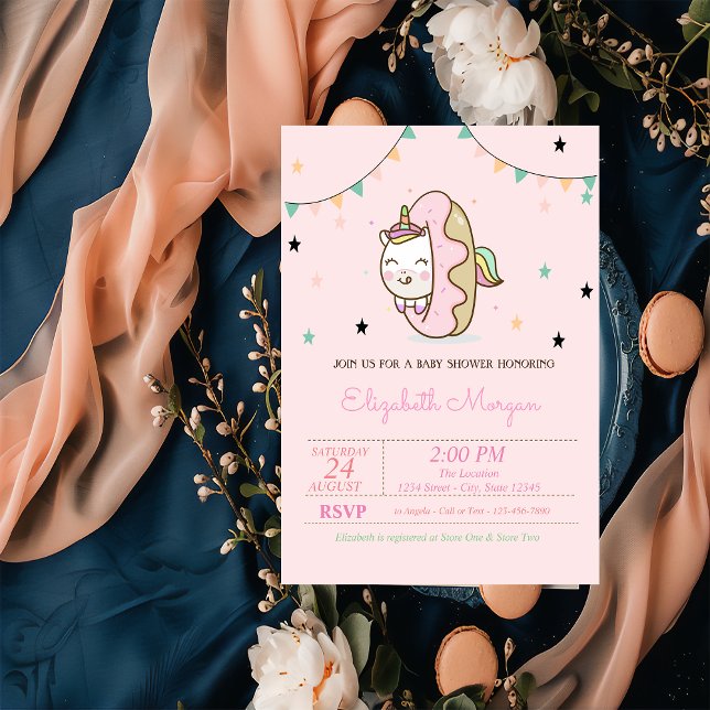 Söt Enhörning, Munkar Baby Shower Inbjudningar (Skapare uppladdad)