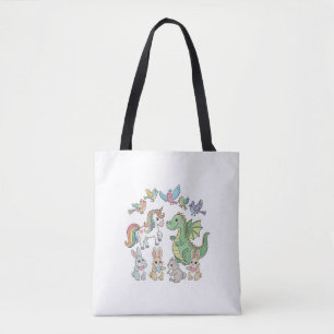 Söt enhörning och drak-totebag för barn tygkasse