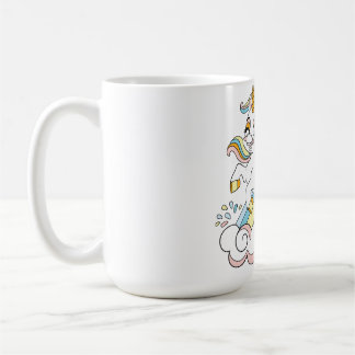 Söt enhörning på en regnbåge kaffemugg