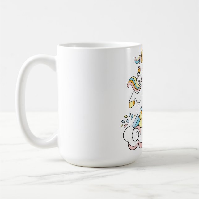 Söt enhörning på en regnbåge kaffemugg (Vänster)