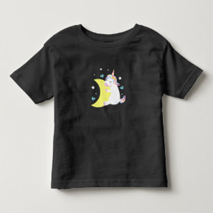 Söt Enhörning på Månen – Anpassad Babyflicka T Shirt