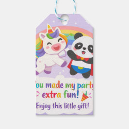 Söt Enhörning & Panda Tacksamt Presentkort Presentetikett