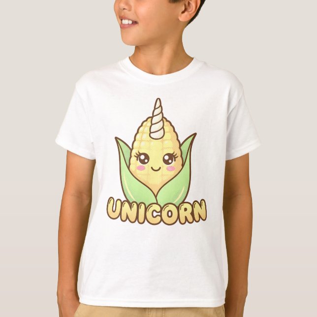 Söt enhörning-pun kawaii barn t-shirt (Framsida)