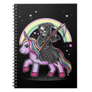 Söt Enhörning Reaper Regnbåge Pastell Goth Kawaii Anteckningsbok